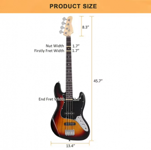 HUASHENG Full Size Bass Kit OEM 4 Strings GJazz Electric Bass Guitar with Guitar Bag Accessories