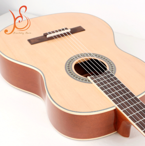HUASHENG 39 Inch Classical Guitar, Handmade High Gloss Finish 6 Nylon Strings 12 Frets Professional Acoustic Guitar, OEM Custom Folk String Instrument for Adults Beginners