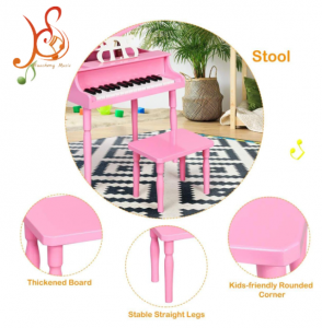 30 Keys Kids Toy Electronic Grand Piano, Solid Wood Children Educational Musical Instrument Toy, Multiple Colors for Toddler Boys Girls Early Learning