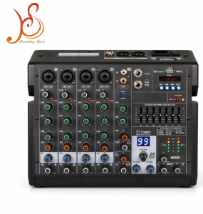 HSTD6 4-Channel Audio Mixer with 99 DSP Effects, 7-Band EQ & 48V Phantom Power — Professional Portable Mixing Console for Live Sound, Studio Recording, Podcasting & Instrument Mixing