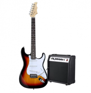 Huasheng 39 Inch Electric Guitar  Full Size Beginner’s Musical Instrument  Kit with 25 Watt Amplifier,Stand