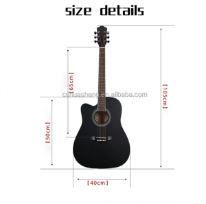 HUASHENG 41 Inch Left Handed Cutaway Folk Acoustic Guitar OEM ODM Black Acoustic Guitar for Left Handed