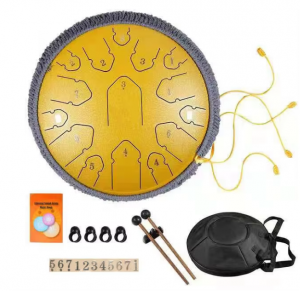 Steel Tongue Drum 14 Inch 15 Notes Ethereal Tank Drum Percussion Instrument Best Gift Tongue Drum