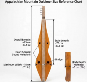 Huasheng YQ01 Handmade 4‑String Mountain Dulcimer, Mahogany Fingerboard Bluegrass Beginner Musical Instrume