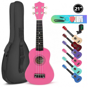 Soprano Ukulele 21Inch for Adult Beginner Students Kids Kit Hawaii Mini Guitar with Gig Bag String Pick Tuner Musical Instrument