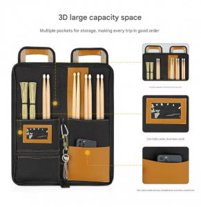Drumstick Bag with Shoulder Strap Waterproof Dust-Proof Thickened Ballistic Nylon Portable Drum Accessories Drumsticks