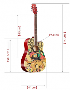 41″ Handpainting Colorful Basswood 6 String Cutaway Acoustic Guitar Custom Logo Guitar Acoustic for Sale