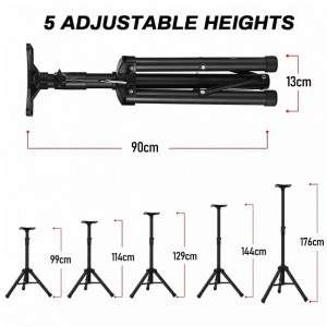 Iron Floor Speaker Stand with Tripod Bracket, Adjustable Rotatable 99 to 176cm Height Folding Portable with Rubber Capped Feet