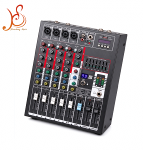 HSRG62 4-Channel Mixing Console with 99 DSP Effects, 48V Phantom Power & 7-Band EQ for Studio Recording
