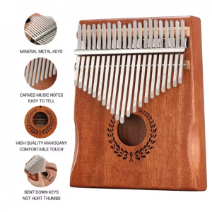 21 Key Kalimba Thumb Piano Mahogany  Finger Mbira Kids Adults Instrument Bear Shaped Transparent (NATURAL)