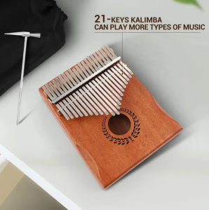 21 Key Kalimba Thumb Piano Mahogany  Finger Mbira Kids Adults Instrument Bear Shaped Transparent (NATURAL)