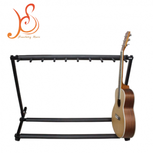Black Steel 9 Guitar Multi-Head Stand Anti-Collision Sponge Padding-Heavy Duty Display Rack Electric/Acoustic/Bass Guitars