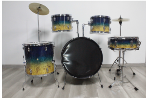 5 Drums 2 Cymbals  Professional Ready to Play Beginner  Blue-yellow Gradient Color  Drum Kit
