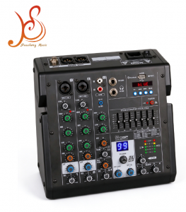 HSTD4 2 Channel Audio Mixer with 99 DSP Effects 7-Band EQ 48V Phantom Power Bluetooth USB MP3 for Musical Instrument Mixer Audio
