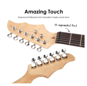 HUASHENG 39 Inch Full Size Beginner’s t with 15 Watt Amplifier BLACK  Musical Instrument Electric GuitarKit