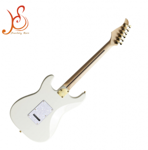 HUASHENG 39 Inch Electric Guitar, Alder Body Gloss Floral White Finished, 22‑Fret Wooden Electric Guitar for Beginner & Intermediate Guitar Players