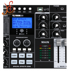 HSSK4 Professional 12-Channel Audio Mixer with Bluetooth, DSP Effects, Feedback Suppression, 48V Musical Instrument Audio Mixer