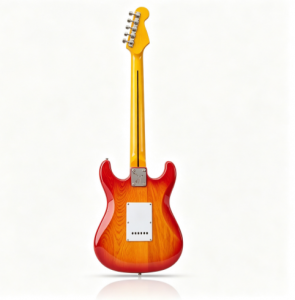 Huasheng Music Electric Guitar, Red Sunburst Flame Maple Top HSS Pickups Double-Locking Tremolo Solid Body Guitar for Beginner & Pro Players