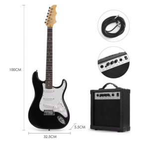 HUASHENG 39 Inch Full Size Beginner’s t with 15 Watt Amplifier BLACK  Musical Instrument Electric GuitarKit