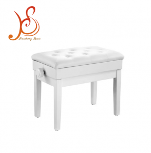 HUASHENG Height Adjustable Piano Bench Stool, Faux Leather Padded Wood Frame Piano Seat, White Black Walnut Finish, Adjustable Keyboard Bench for Digital Piano Electronic Keyboard Musical Instrumen...