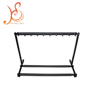 Black Steel 9 Guitar Multi-Head Stand Anti-Collision Sponge Padding-Heavy Duty Display Rack Electric/Acoustic/Bass Guitars