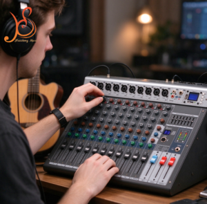 HSRGB12 10-Channel Mixing Console with 99 DSP Effects, 48V Phantom Power & 7-Band EQ for Studio Recording