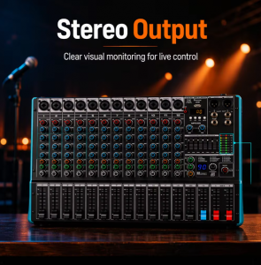 HSTK16 12 Mono Mic Input Audio Mixer Stereo Output Professional Sound Mixer Musical Instrument Accessory