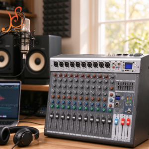 HSRGB12 10-Channel Mixing Console with 99 DSP Effects, 48V Phantom Power & 7-Band EQ for Studio Recording