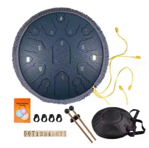 Steel Tongue Drum 14 Inch 15 Notes Ethereal Tank Drum Percussion Instrument Best Gift Tongue Drum