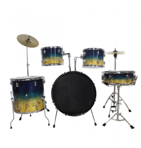 5 Drums 2 Cymbals  Professional Ready to Play Beginner  Blue-yellow Gradient Color  Drum Kit