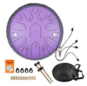 Steel Tongue Drum 14 Inch 15 Notes Ethereal Tank Drum Percussion Instrument Best Gift Tongue Drum