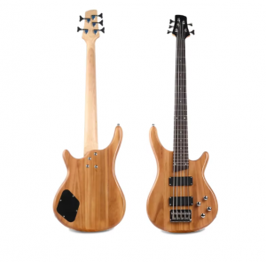 HUASHENG High Gloss 5 String Bass Guitar OEM ODM 21 Fret Electric Guitar Bass with Poplar Body Rosewood Fingerboard