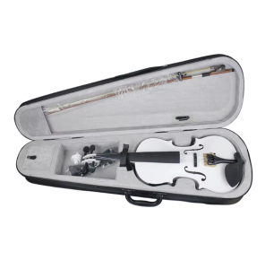 HUASHENG High Gloss White Electric Violin OEM ODM String Music Instrument Violin 4/4 for Beginner Professional