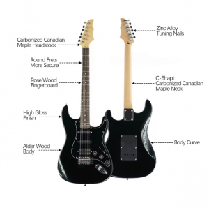 HUASHENG 39 Inch Full Size Electric Guitar OEM ODM Rosewood Guitar Electric with Amp, Bag, Capo, Shoulder Strap, String,