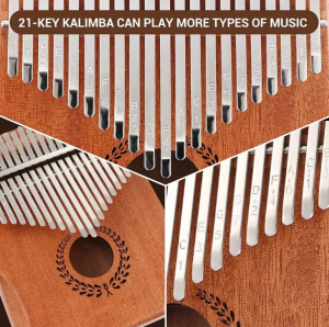 21 Key Kalimba Thumb Piano Mahogany  Finger Mbira Kids Adults Instrument Bear Shaped Transparent (NATURAL)