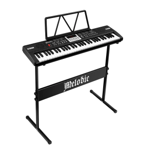 HUASHENG Teaching Functional 61 Keys Electric Organ LCD Display Instruments Piano Keyboard Set black