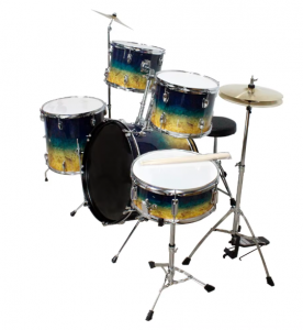 5 Drums 2 Cymbals  Professional Ready to Play Beginner  Blue-yellow Gradient Color  Drum Kit